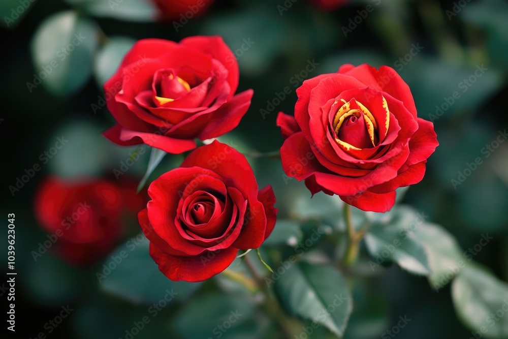 Red garden roses with yellow patterns blooming in Bandung. Red garden roses with yellow patterns blooming in Bandung.