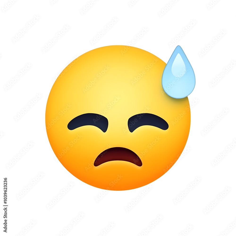 Fototapeta premium Downcast Face with Sweat Emoji: Stress and Overwhelm