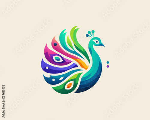 Colorful Peacock bird logo icon design vector illustration
