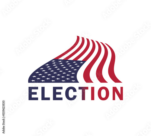 Election USA. Vote symbol with American flag color and star. Vector design