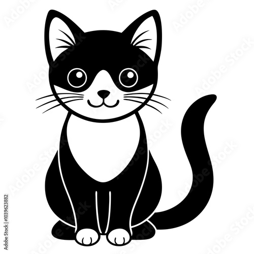 cute cat silhouette vector art illustration