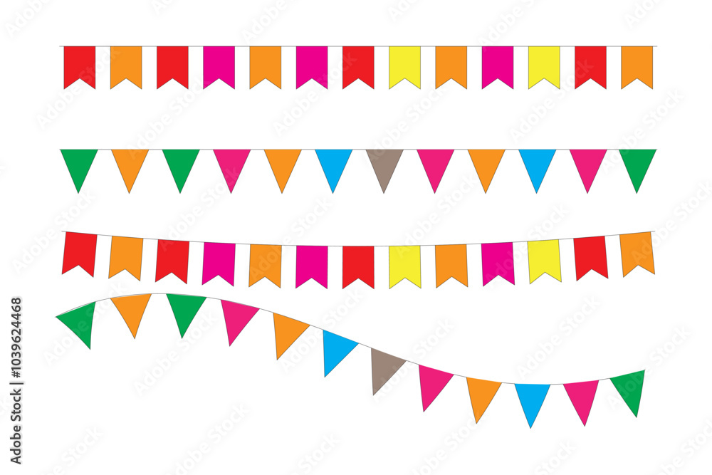 Fototapeta premium Party pennant flag carnival festival or happy birthday celebration decoration items