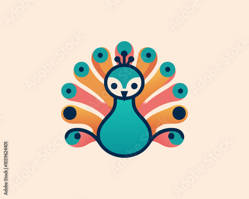 Colorful Peacock bird logo icon design vector illustration
