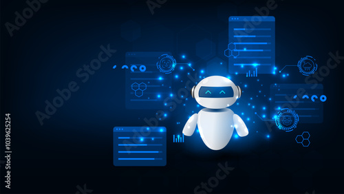 Chatbot assistant. Artificial intelligence help service for business data.