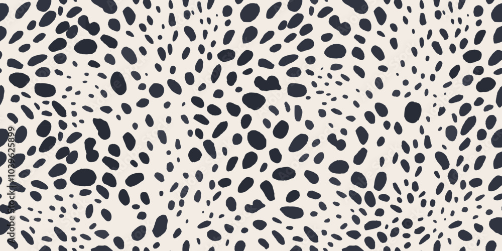 Abstract dalmatian fur pattern. Dynamic minimalist contemporary print. Fashionable template for design. 