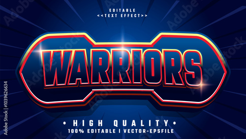 editable 3d warriors text effect.typhography logo