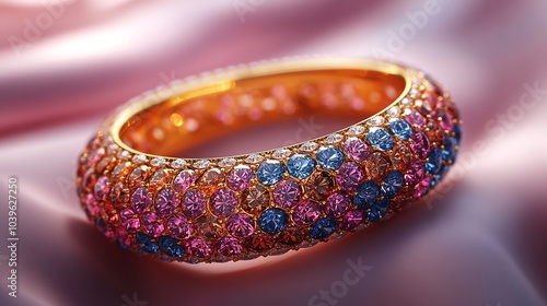 Wallpaper Mural Modern 3D gold bracelet adorned shimmering gemstones displayed on a minimalist matte background where clean lines and luxury combine to create a refined aesthetic Torontodigital.ca