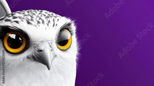  A tight shot of an owl's face reveals an orb-like eye, colored orange