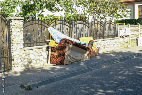 Household miscellaneous rubbish items put on the street for council bulk waste collection