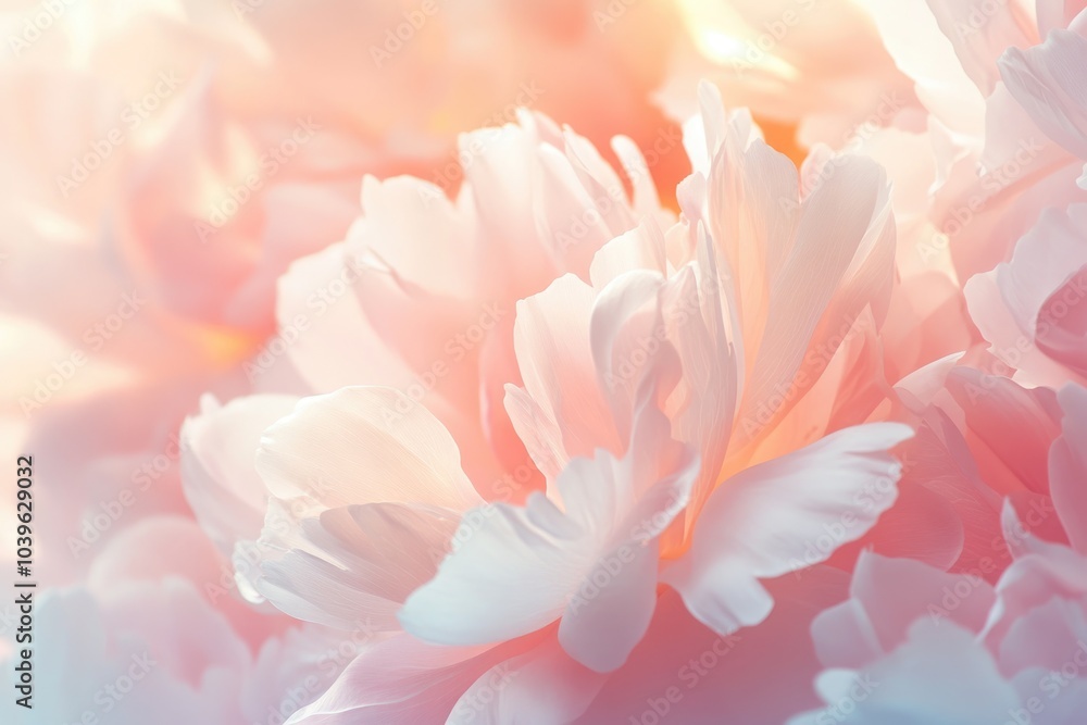 Soft focus macro peony petals pink and white floral background. Soft focus macro peony petals pink and white floral background.