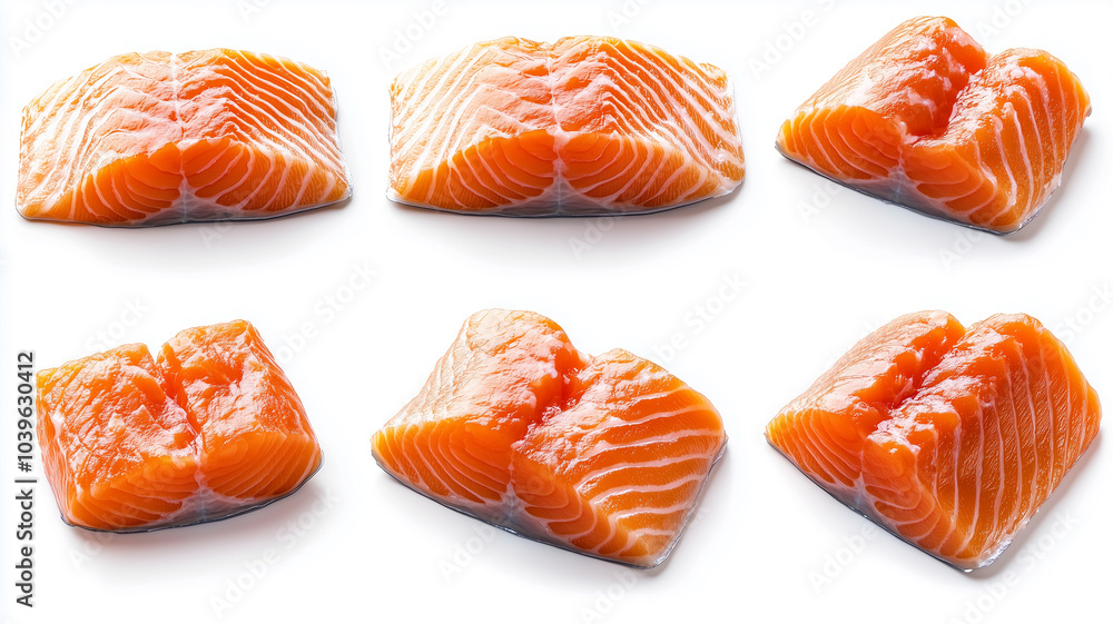 Salmon meat raw isolated on a white background Salmon meat raw isolated on a white background
