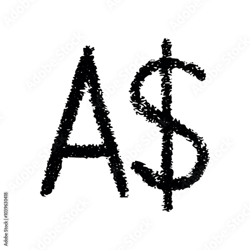 Hand drawn canadian dollar currency symbol. Brush stroke doodle. Single element for design