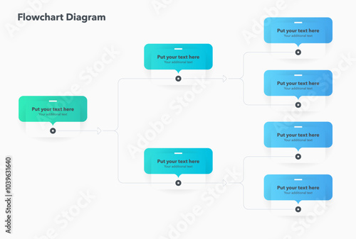 Simple modern template for flowchart diagram. Flat infographic design with thin lines for website or data presentation.
