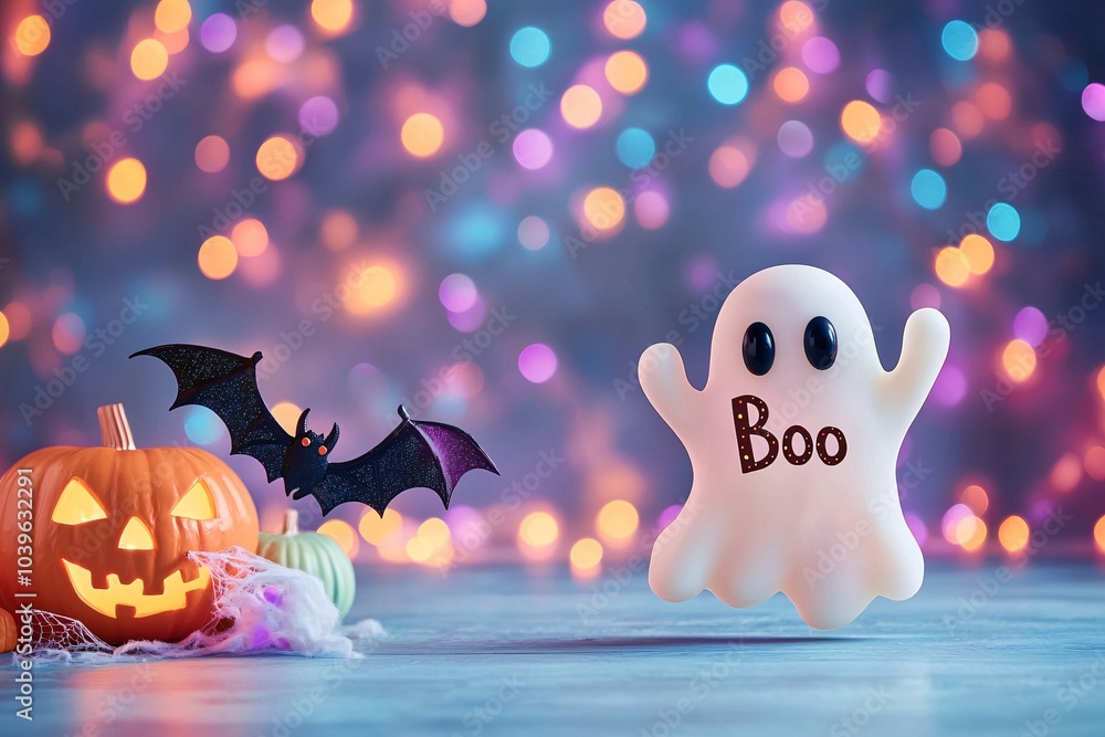 Obraz premium Glowing ghost saying 