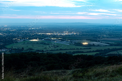 Overlooking the racecourse at dusk