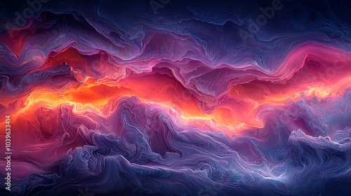 Abstract Art: Fluid and Flowing Colors with a Dramatic Sunset