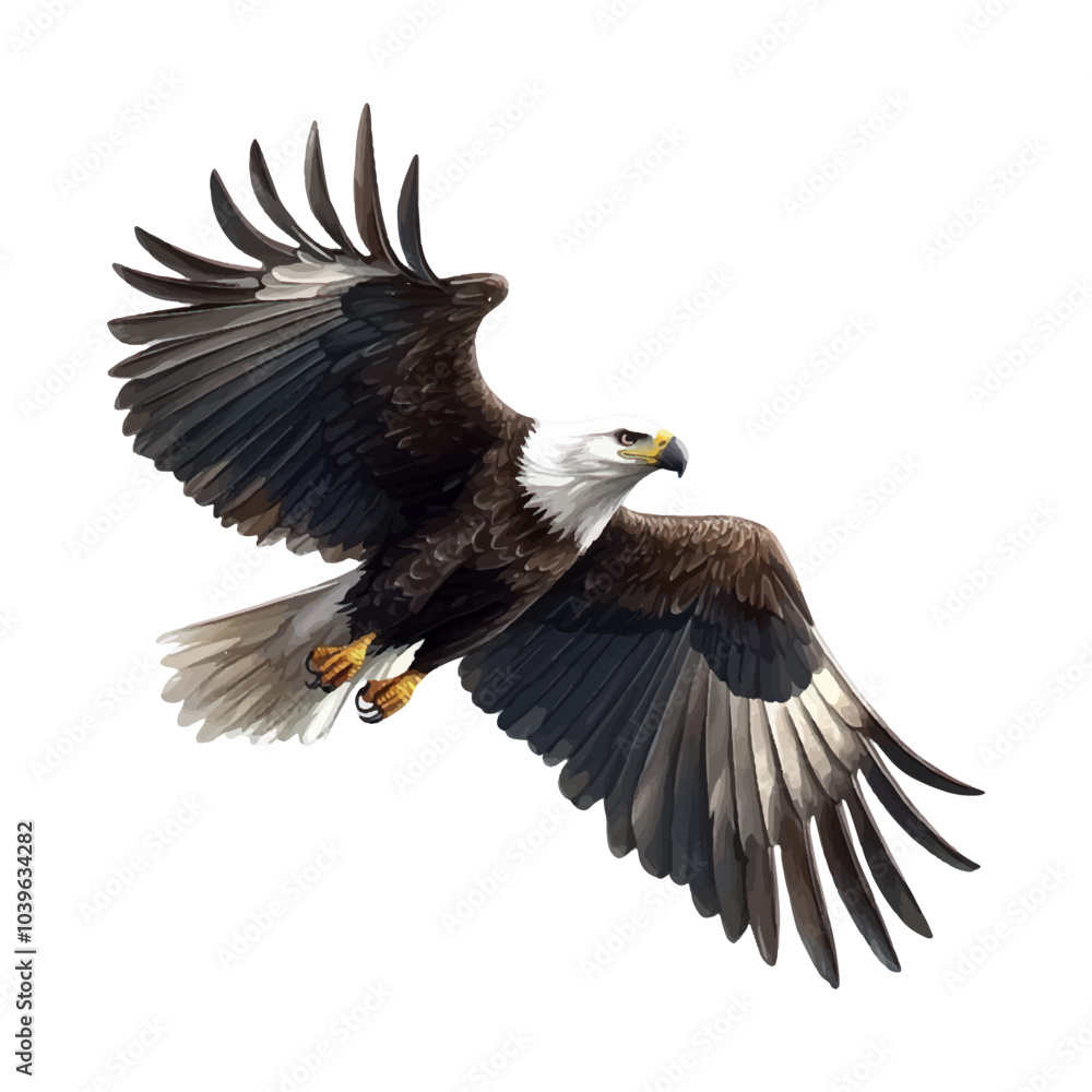3D cartoon vector realistic illustration of an eagle flying, on a white background. 3D cartoon vector realistic illustration of an eagle flying, on a white background.
