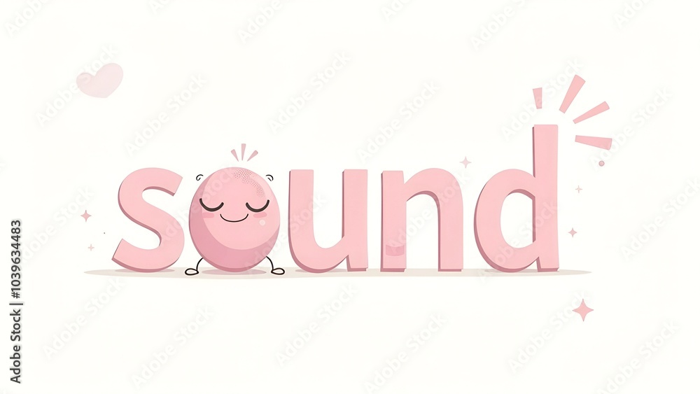 Cute pink cartoon character relaxing with the word Cute pink cartoon character relaxing with the word