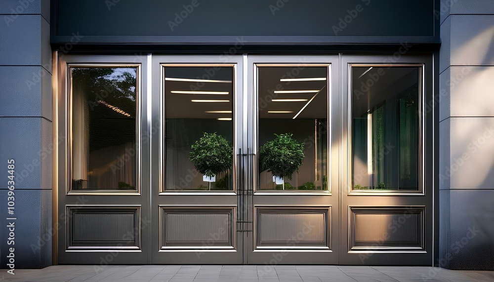 Fototapeta premium close up A front photo of the store's glass door