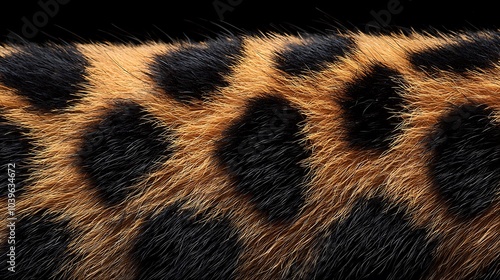 Close Up of Soft Fur with Black Spots, Animal Texture, Wild Cat Fur Pattern, Beautiful Texture