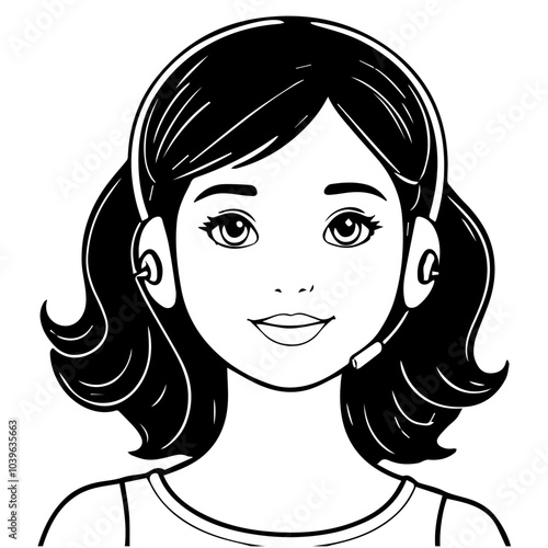 doodle style business illustration costumer service girl 