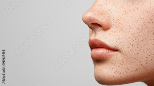 Closeup Of Woman's Face With Pores.