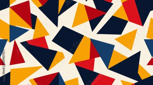 Abstract Geometric Pattern with Red, Yellow, Blue and White.