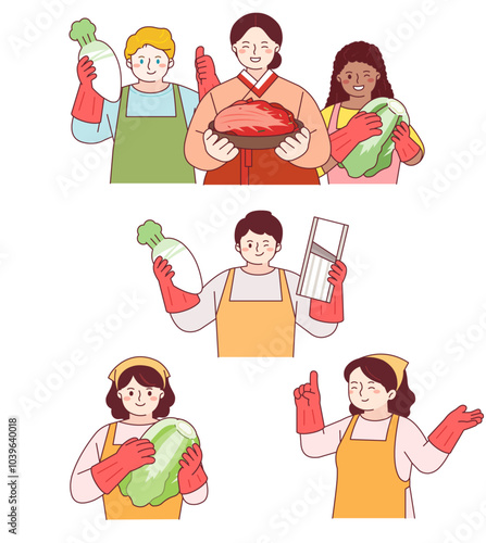 Kimchi, kimchi, traditional food, Korean culture, fermented food, cabbage, vegetables, spicy food, cooking, apron, cultural heritage