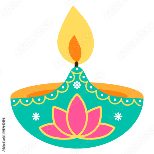 Colorful diya indean lighter for diwali festival illustration