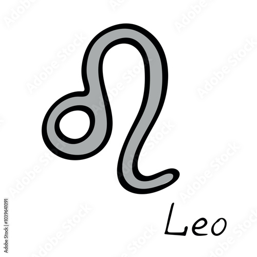 Hand drawn leo zodiac sign Esoteric symbol doodle Astrology clipart Element for design