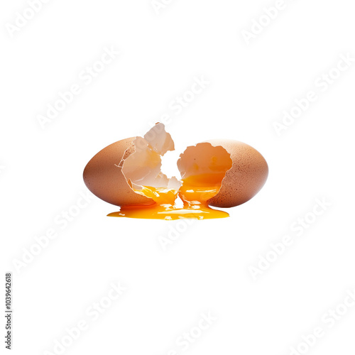 
The egg shell breaks and the yolk comes out behind the white
 photo