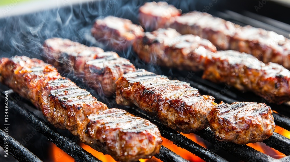 Close Up of Grilling Meat on BBQ. Close Up of Grilling Meat on BBQ.