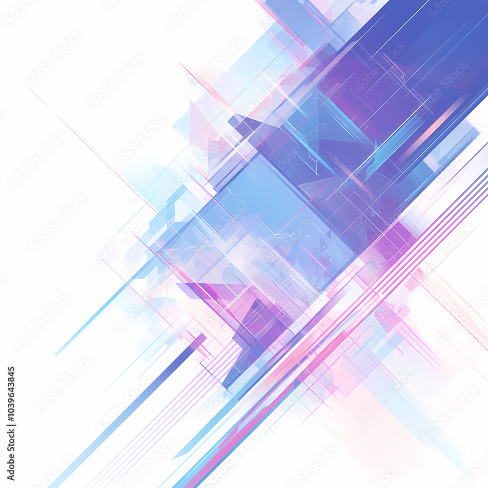 Abstract geometric pattern in blue, purple, and pink hues. Geometric design with a minimalist aesthetic on a white background. Abstract geometric pattern in blue, purple, and pink hues. Geometric design with a minimalist aesthetic on a white background.