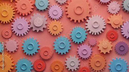 Wallpaper Mural A colorful array of gears with different colors and sizes Torontodigital.ca