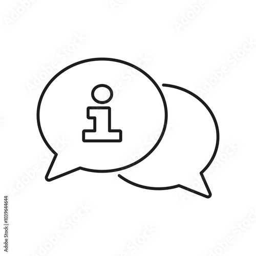 Information Chat Line Icon for Online Support and Communication. Speech Bubble and Info Outline Symbol for Digital Service Assistance. Editable Stroke. Isolated Vector Illustration