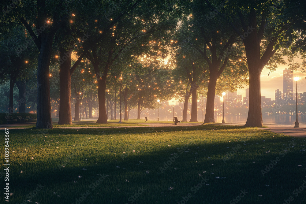 Obraz premium sunset in the park