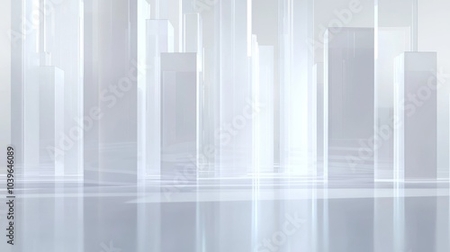 Futuristic 3D Render Illustration of Transparent Panel Backdrop with Soft Lighting for Modern Product Showcases