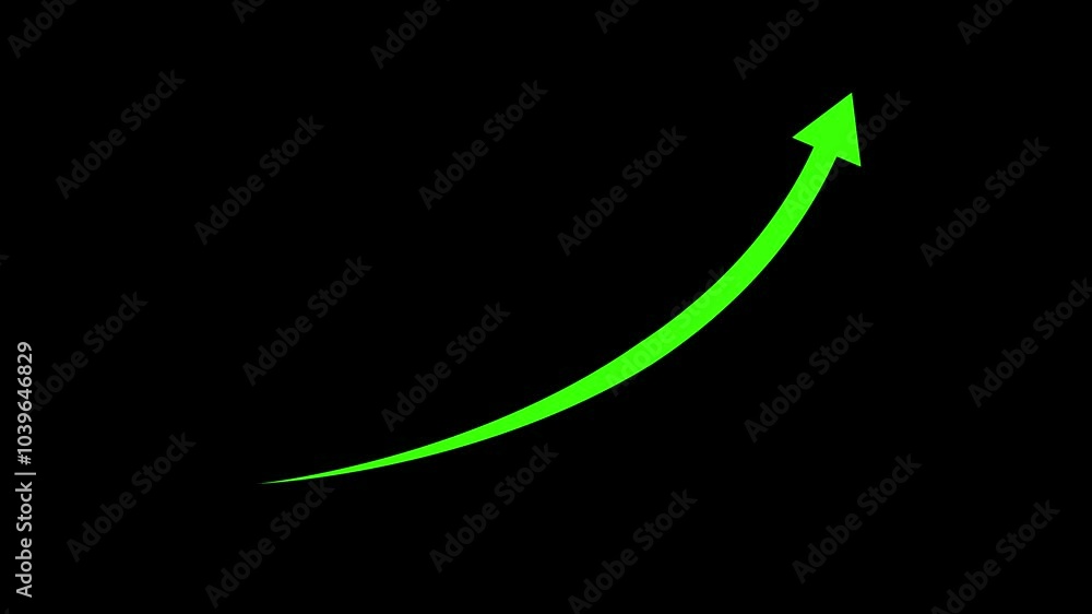Rising arrow transparent channel. Abstract arrow business graph animation icon on black background. Rising arrow transparent channel. Abstract arrow business graph animation icon on black background.