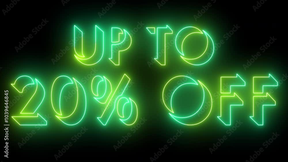 4K neon glowing UP TO 20% OFF on dark BG. Animated UP TO 20% OFF for online shops, blogs, web, cafes, advertising, and hotels on a dark background. Technology video material animation. Easy to use. 4K neon glowing UP TO 20% OFF on dark BG. Animated UP TO 20% OFF for online shops, blogs, web, cafes, advertising, and hotels on a dark background. Technology video material animation. Easy to use.