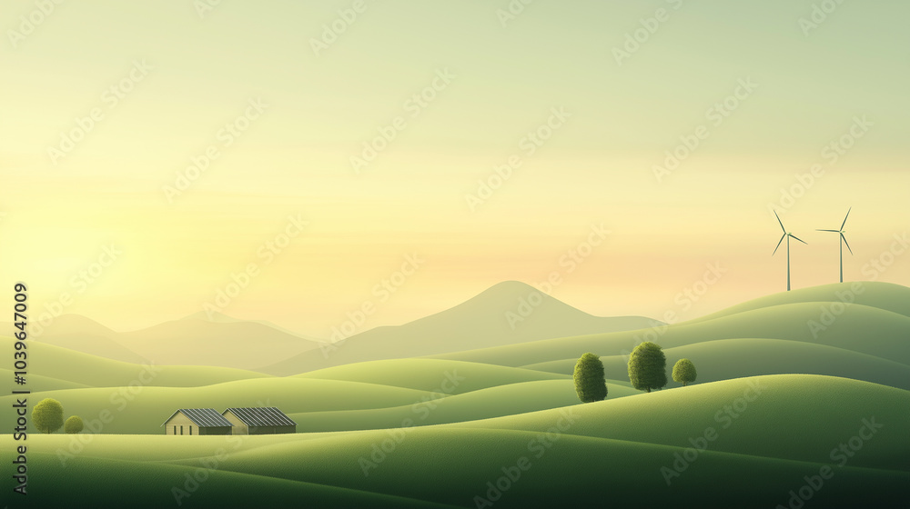 Fototapeta premium A peaceful countryside scene with a house