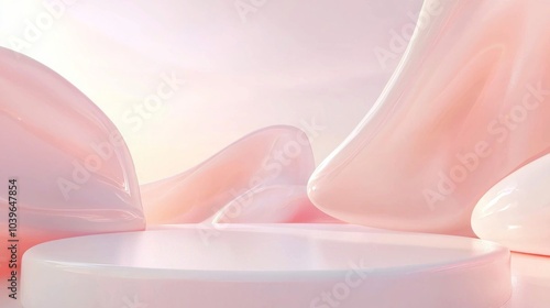 Tranquil Pastel Ethereal 3D Render Background for Modern Product Showcase