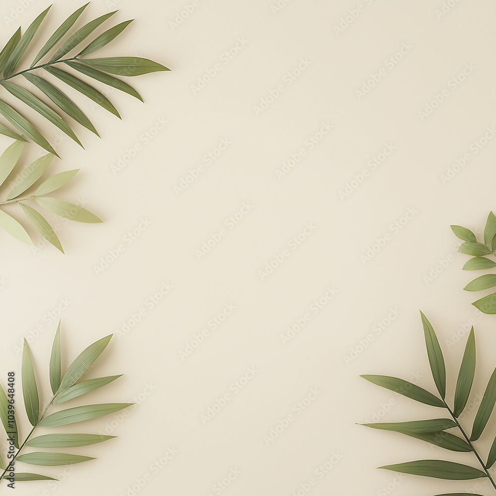 A leafy green background with a few leaves in the foreground A leafy green background with a few leaves in the foreground