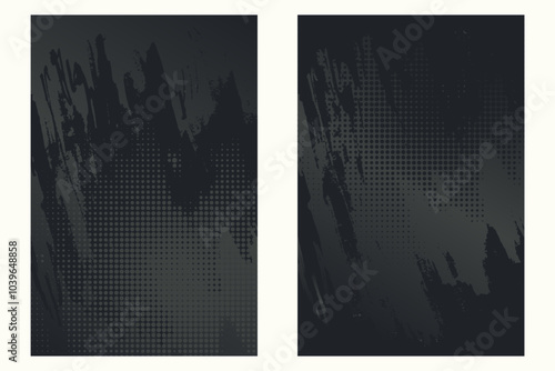 Watercolor or ink strokes in a grunge-style banner template. Grey colored grunge design template with strokes. Perfect for adding an edgy and textured look to banners, posters, and creative designs. 