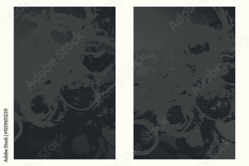 Watercolor or ink strokes in a grunge-style banner template. Grey colored grunge design template with strokes. Perfect for adding an edgy and textured look to banners, posters, and creative designs. 