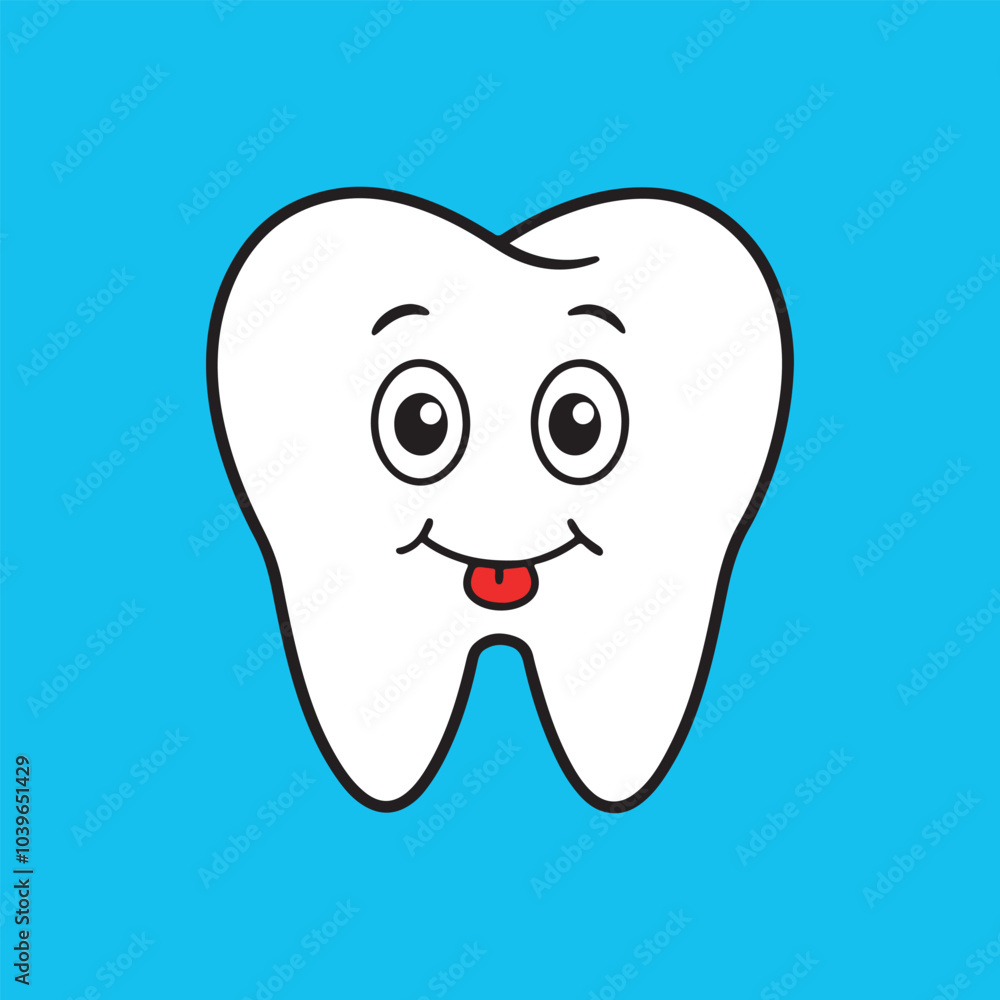 Happy tooth icon. Cute tooth characters, cute cartoon kawaii smiling funny face character, cute little teeth on blue background. Happy tooth icon. Cute tooth characters, cute cartoon kawaii smiling funny face character, cute little teeth on blue background.