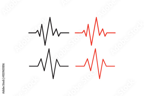 Heart Beats Outline, Heart Pulse Symbol, pulse red clip art, heartbeat icon vector symbol design illustration.