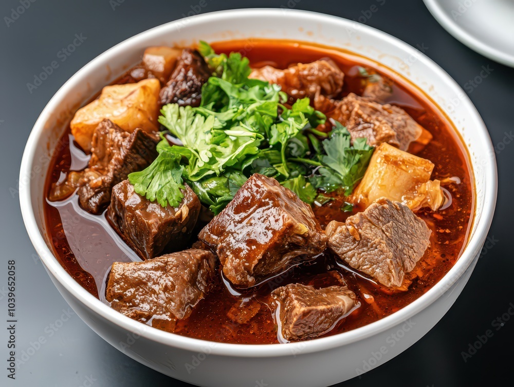 Bowl of flavorful soup garnished with fresh herbs and organic ingredients, perfect for a healthy meal. Bowl of flavorful soup garnished with fresh herbs and organic ingredients, perfect for a healthy meal.