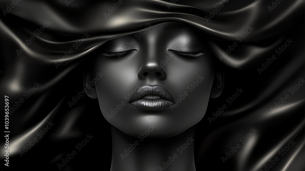 A black woman with eyes closed, hair billowing in the wind A black woman with eyes closed, hair billowing in the wind