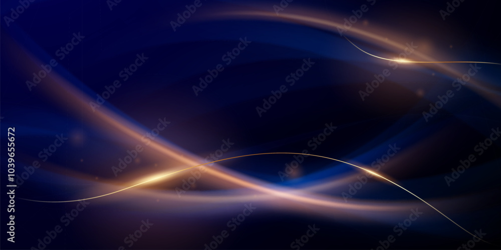 Naklejka premium blue abstract background with luxury golden elements vector illustration