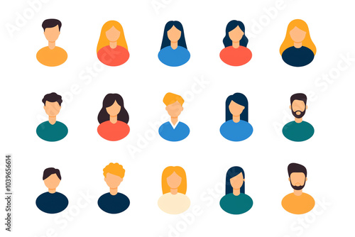 Obraz na płótnie Diverse group of illustrated people in various hairstyles and colors, suitable for avatars and profile pictures. transparent background w salonie